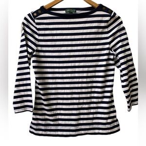 Lauren Ralph Lauren Jeans Co Nautical Striped Button Shoulder Top Womens Size XS